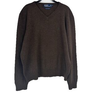 Ralph Lauren Polo Men's Sweater Size XL Brown Lambs Wool Grunge Granola Grandpa
